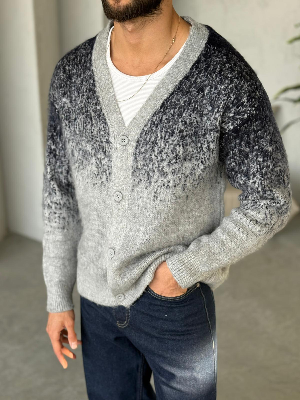 EST010 Kırçıllı Yün Hırka -Lacivert