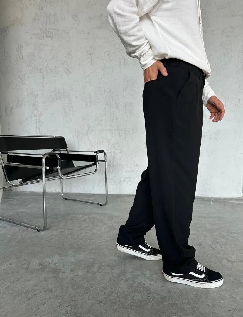 Siyah Baggy Kumaş Pantolon