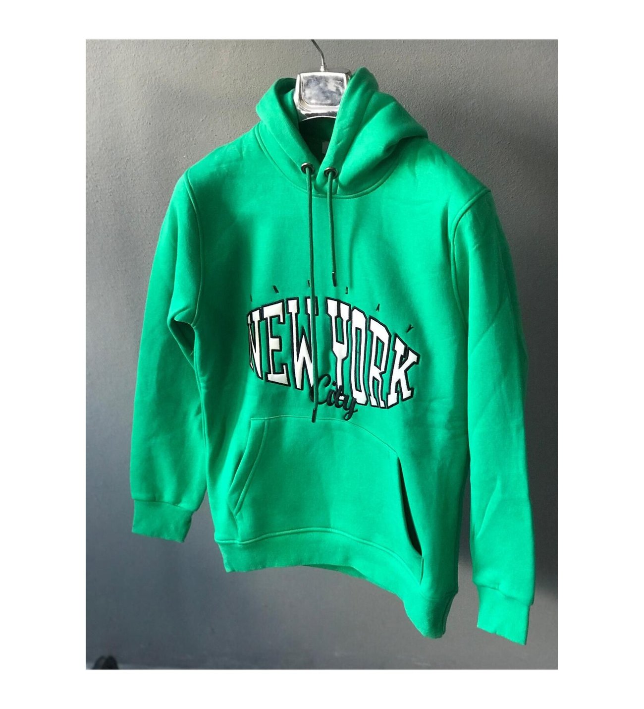 Kapüşonlu Unisex New York City  Sweatshirt -Yeşil