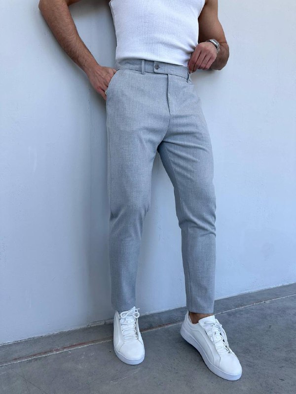 Slim Fit Gri  Kumaş Pantolon