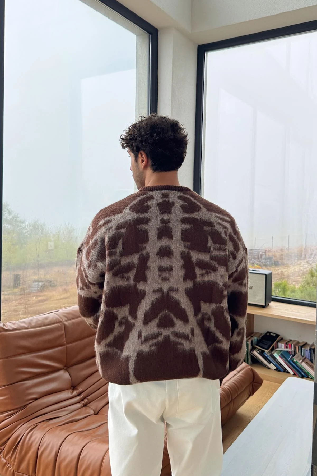 Geometrik Desen Kahverengi Kazak