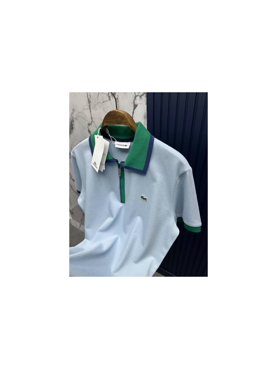 LCST Fermuarlı Polo Yaka T-Shirt- Buz Mavi