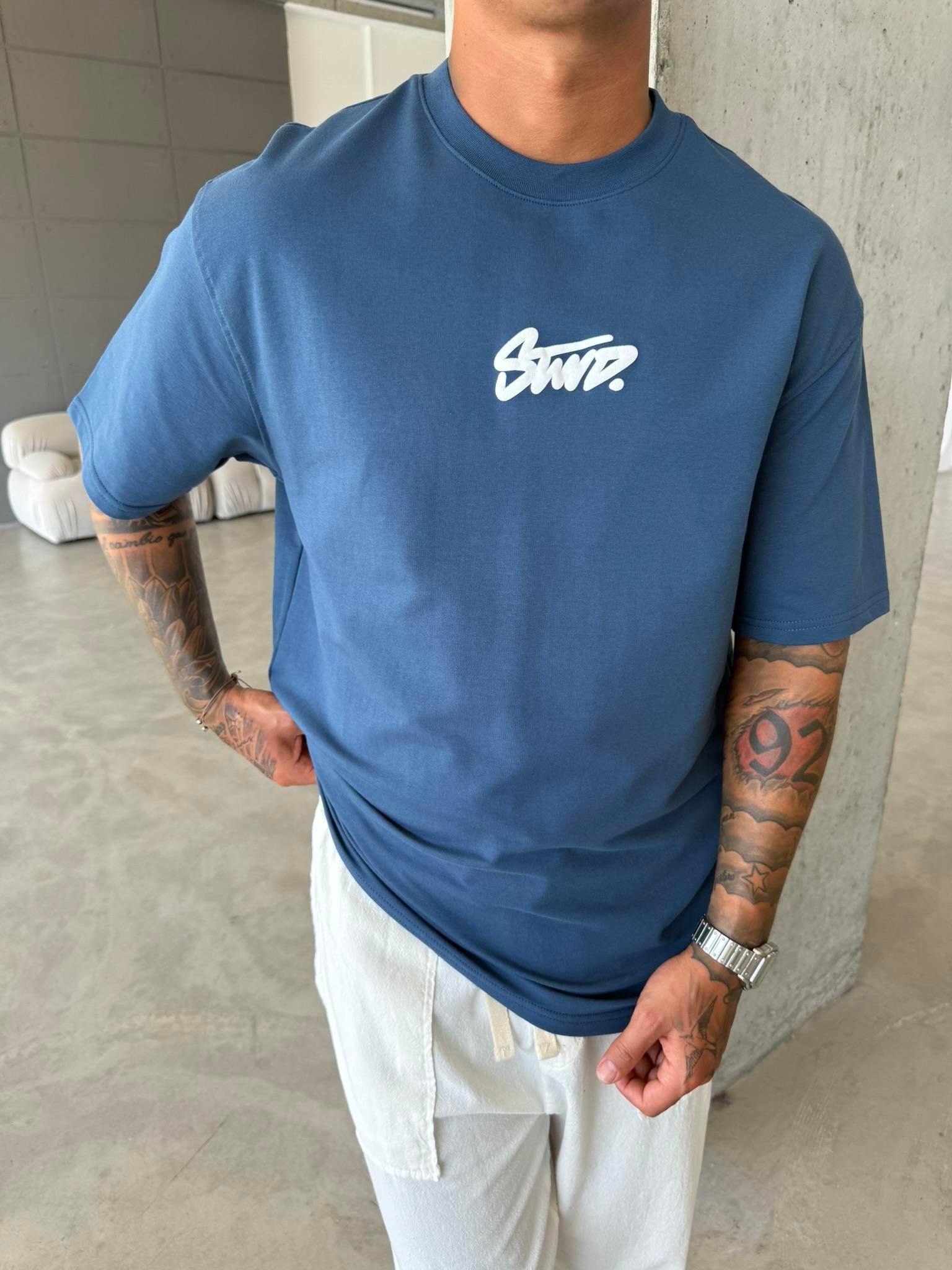 Baskılı Stwd T-Shirt - İndigo
