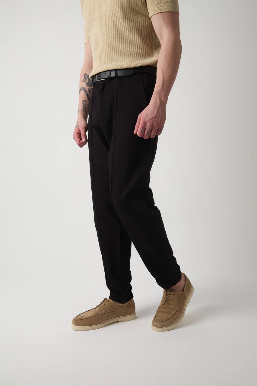 Siyah Bel Lastikli Carrot Fit Erkek Pantolon