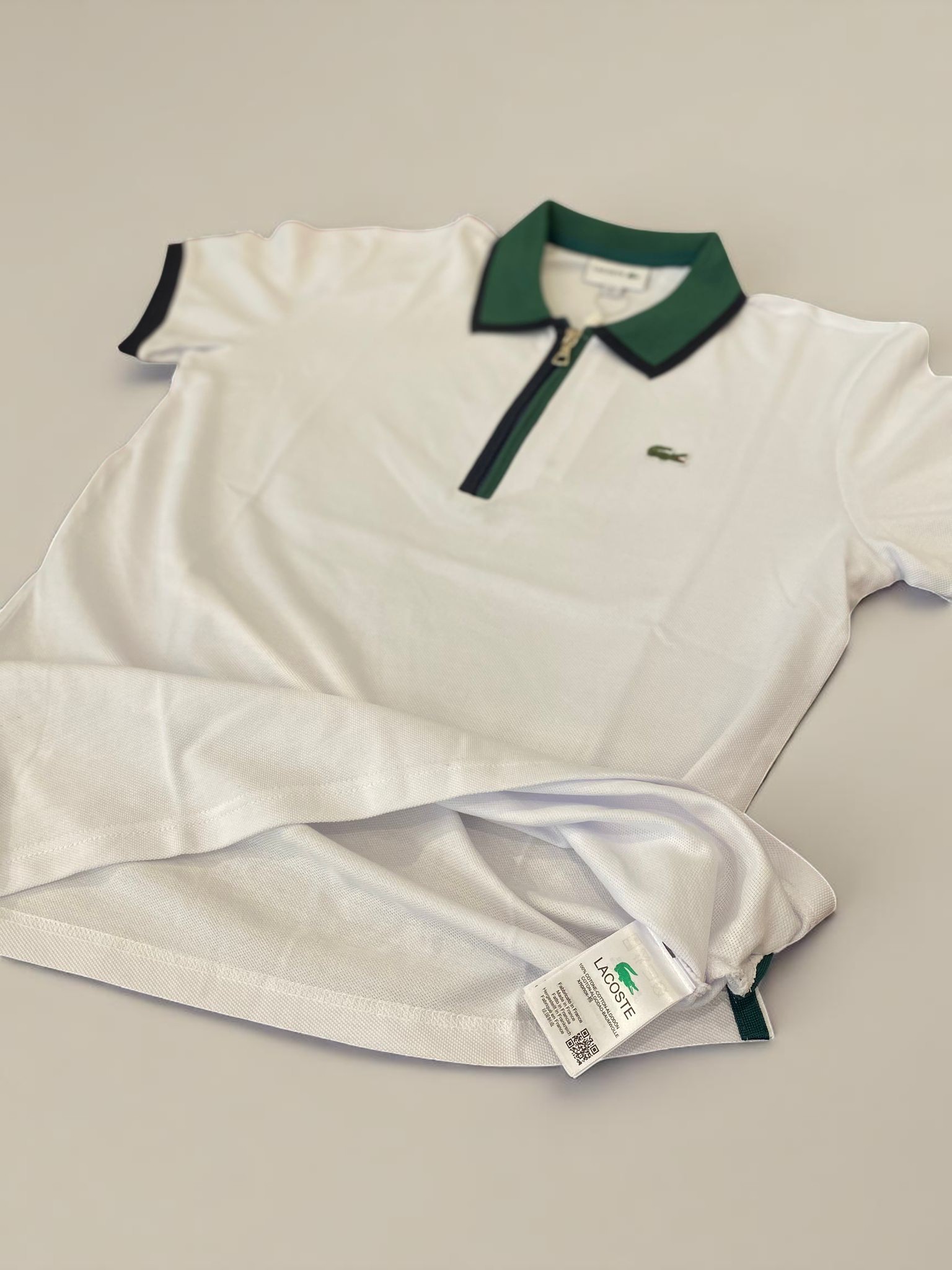 LCSTE Fermuarlı Polo Yaka T-Shirt -Beyaz