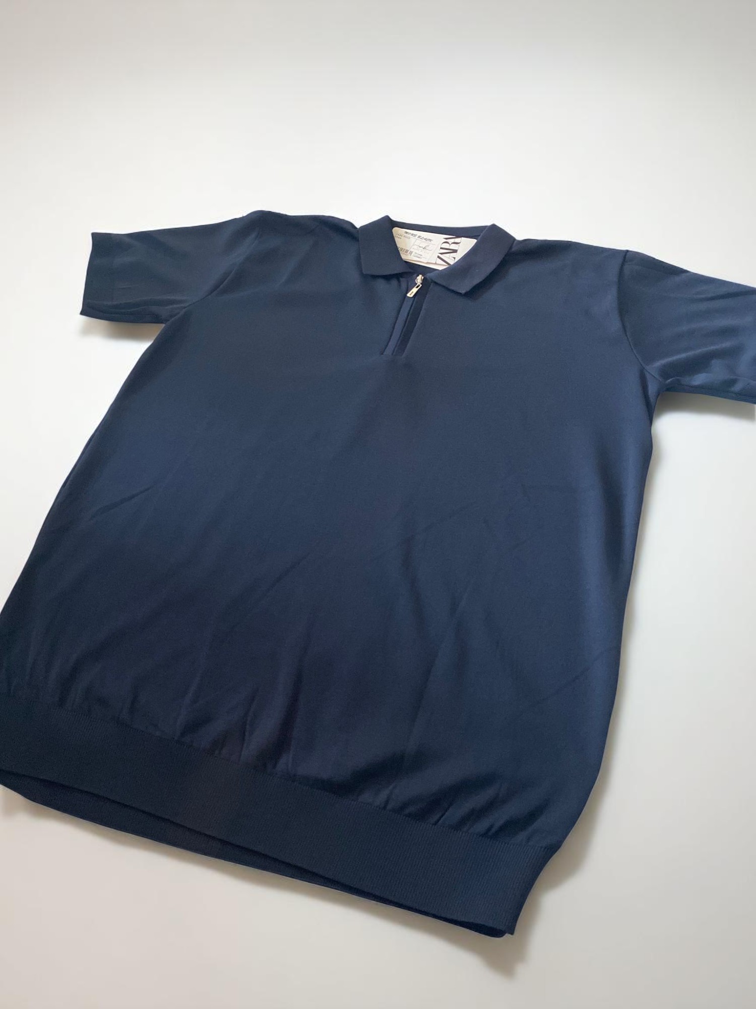 FERMUARLI POLO YAKA T-SHİRT -LACİVERT