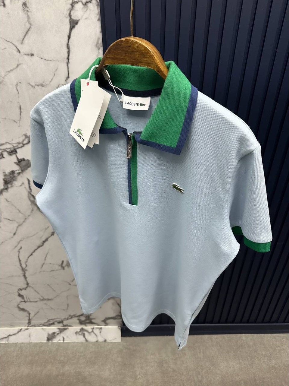 LCST Fermuarlı Polo Yaka T-Shirt- Buz Mavi