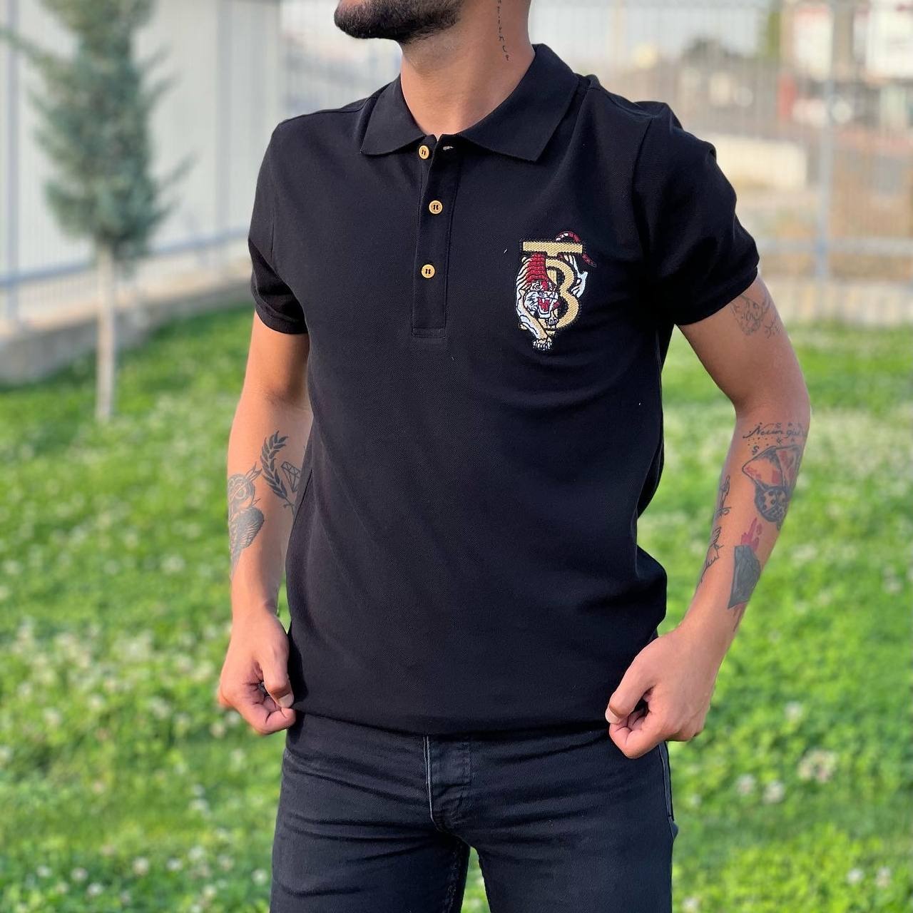 Burberry Siyah Polo Yaka T-shirt