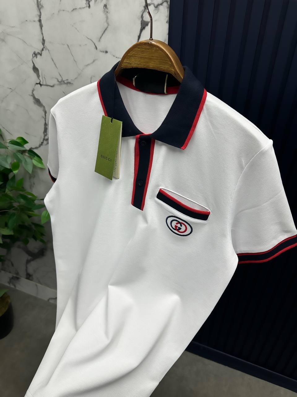G Logolu Beyaz Pamuklu Polo Yaka T-Shirt