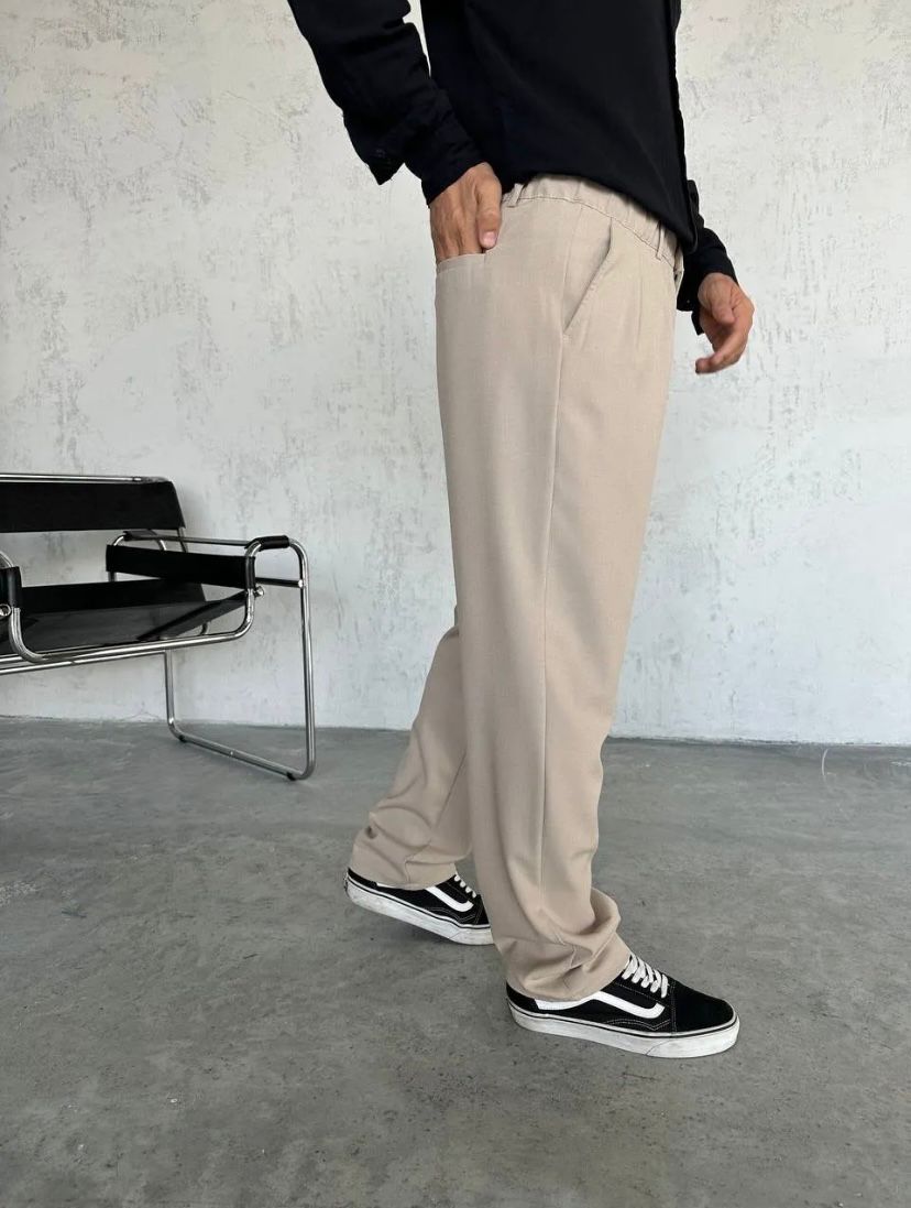 Bej  Baggy Kumaş Pantolon