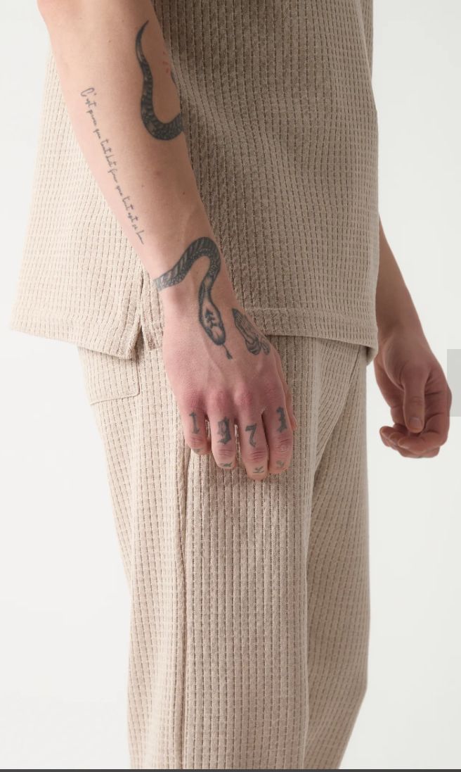 27041 WAFFLE DESEN BAGGY PANTOLON-TAŞ
