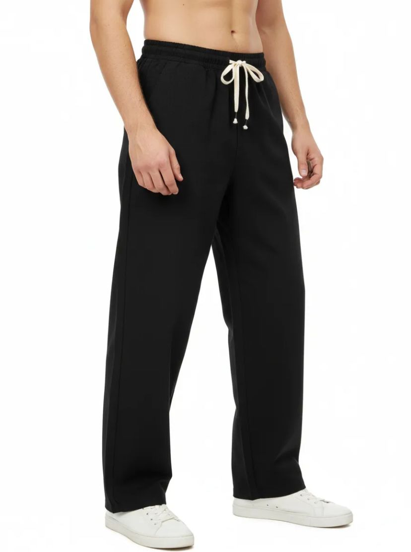 Siyah  Keten Baggy Pantolon