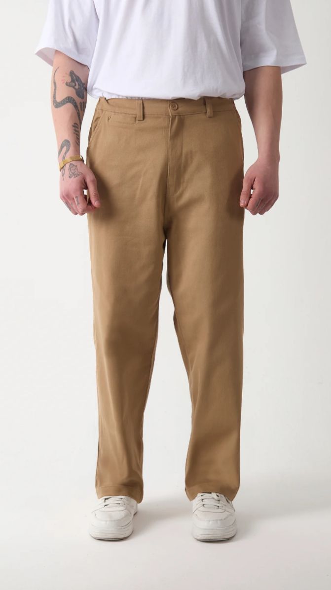 BAGGY GABARDİN PANTOLON-Camel