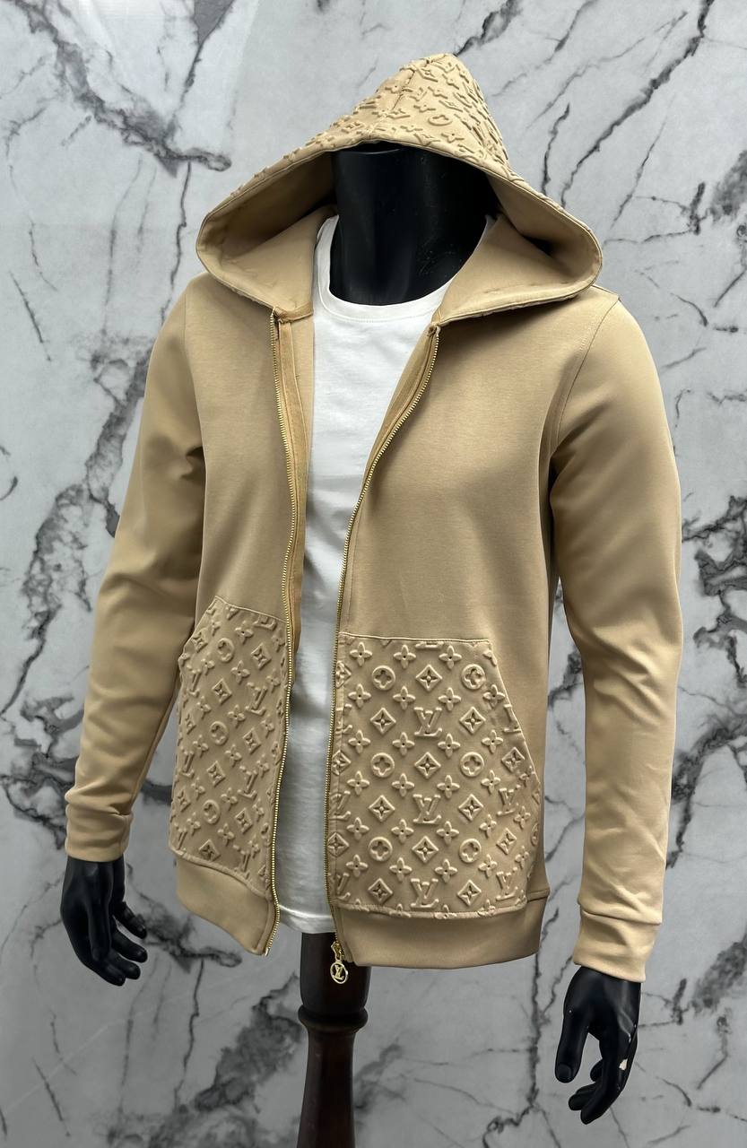 louis vuitton unisex kapüşonlu sweatshirt -bej