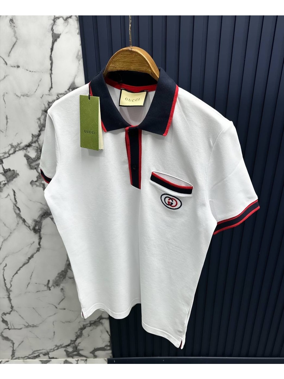 G Logolu Beyaz Pamuklu Polo Yaka T-Shirt