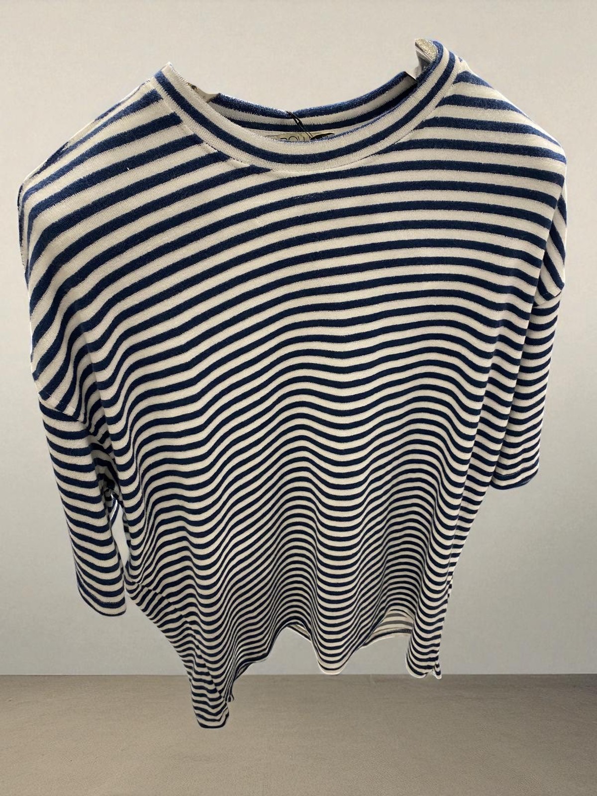 Çizgili Basic Oversize Unisex Tshirt-Lacivert