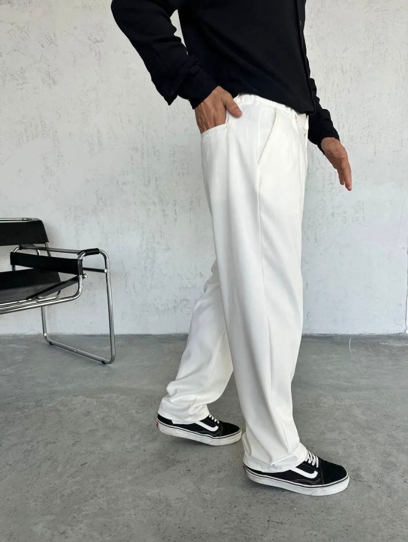 Ekru  Baggy Kumaş Pantolon